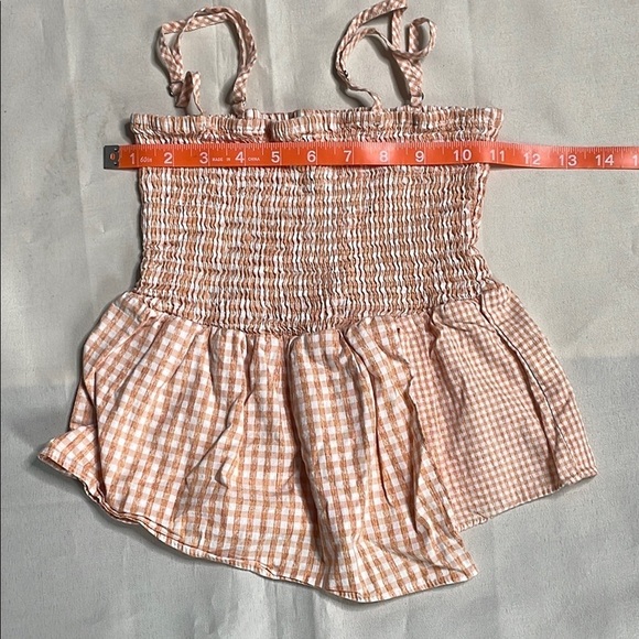HONEY BELLE Orange and white Gingham Smocked Top - Picture 5 of 6